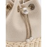 Bon Bon raffia and canvas bucket bag