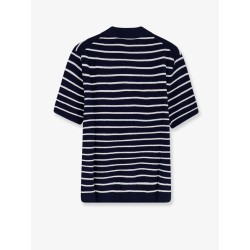 Cotton and linen polo shirt with striped pattern
