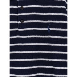 Cotton and linen polo shirt with striped pattern