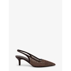 Leather décolleté with Precious Net detail