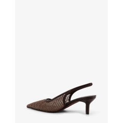 Leather décolleté with Precious Net detail