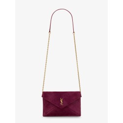 Suede crossbody with metal Cassandre logo