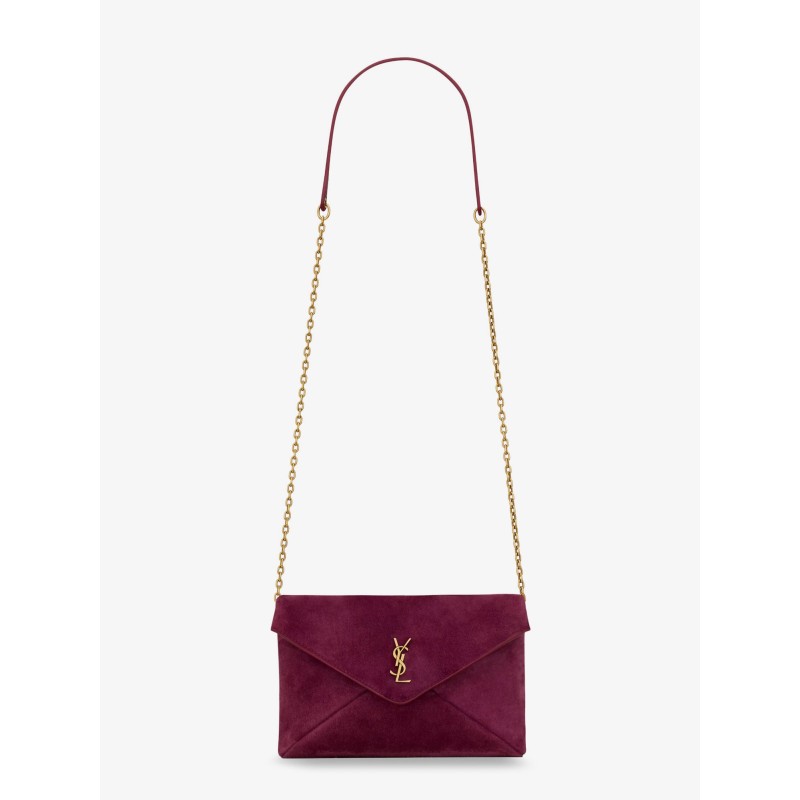 Suede crossbody with metal Cassandre logo