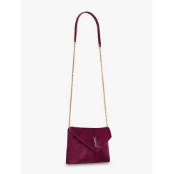 Suede crossbody with metal Cassandre logo