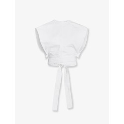 Cotton crop fit Belted top