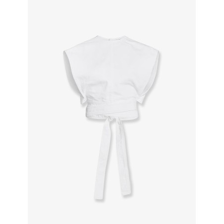 Cotton crop fit Belted top