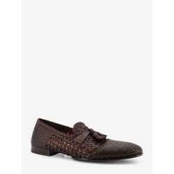 Unique leather loafers with woven detail