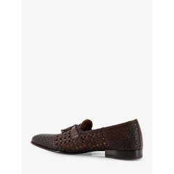 Unique leather loafers with woven detail