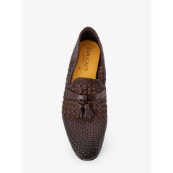 Unique leather loafers with woven detail
