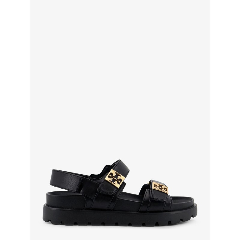 Mellow leather sandals with metal logo on the side