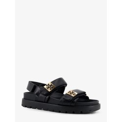 Mellow leather sandals with metal logo on the side