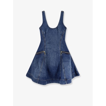 Flared denim mini dress