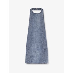 Rhinestone Croc Effect denim dress
