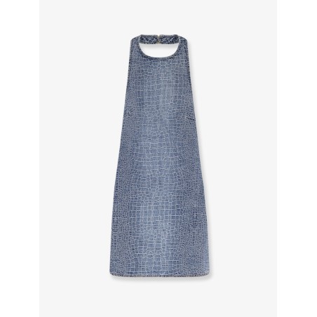 Rhinestone Croc Effect denim dress