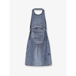 Rhinestone Croc Effect denim dress