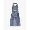 Rhinestone Croc Effect denim dress