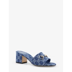 GG denim sandals with metal Horsebit