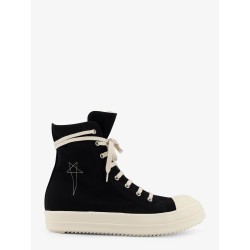 Denim sneakers with side embroidered logo