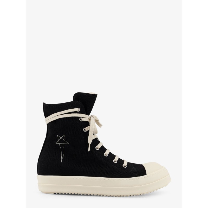 Denim sneakers with side embroidered logo