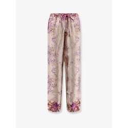 Silk trousers with mulitcolor print all-over