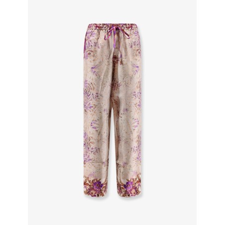 Silk trousers with mulitcolor print all-over