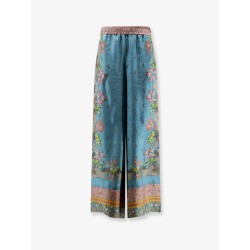 Silk trousers with multicolor print