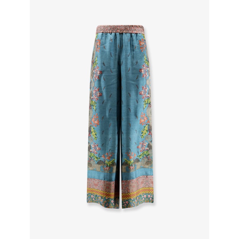 Silk trousers with multicolor print