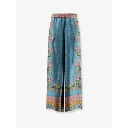Silk trousers with multicolor print