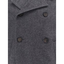 Double-breasted virgin wool blend coat