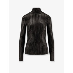 Metallic fabric turtleneck sweater