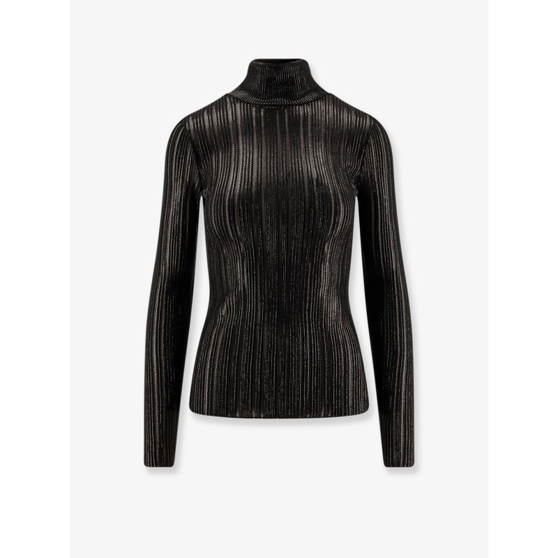 Metallic fabric turtleneck sweater
