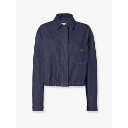 Denim jacket with front embroidered logo