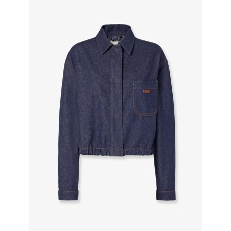 Denim jacket with front embroidered logo