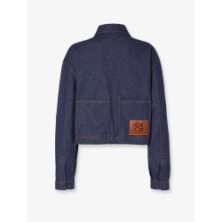 Denim jacket with front embroidered logo