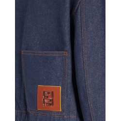 Denim jacket with front embroidered logo