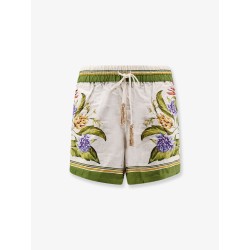 Tropical Scarf linen and viscose shorts
