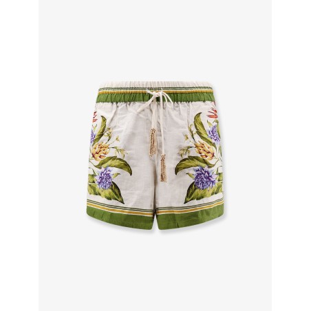 Tropical Scarf linen and viscose shorts