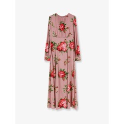 Long silk dress with Bouquet Rose print
