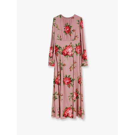 Long silk dress with Bouquet Rose print