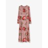 Long silk dress with Bouquet Rose print