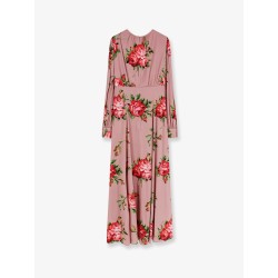 Long silk dress with Bouquet Rose print