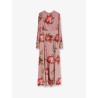 Long silk dress with Bouquet Rose print