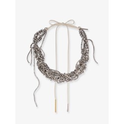 W261 brass necklace with rhinestone detail