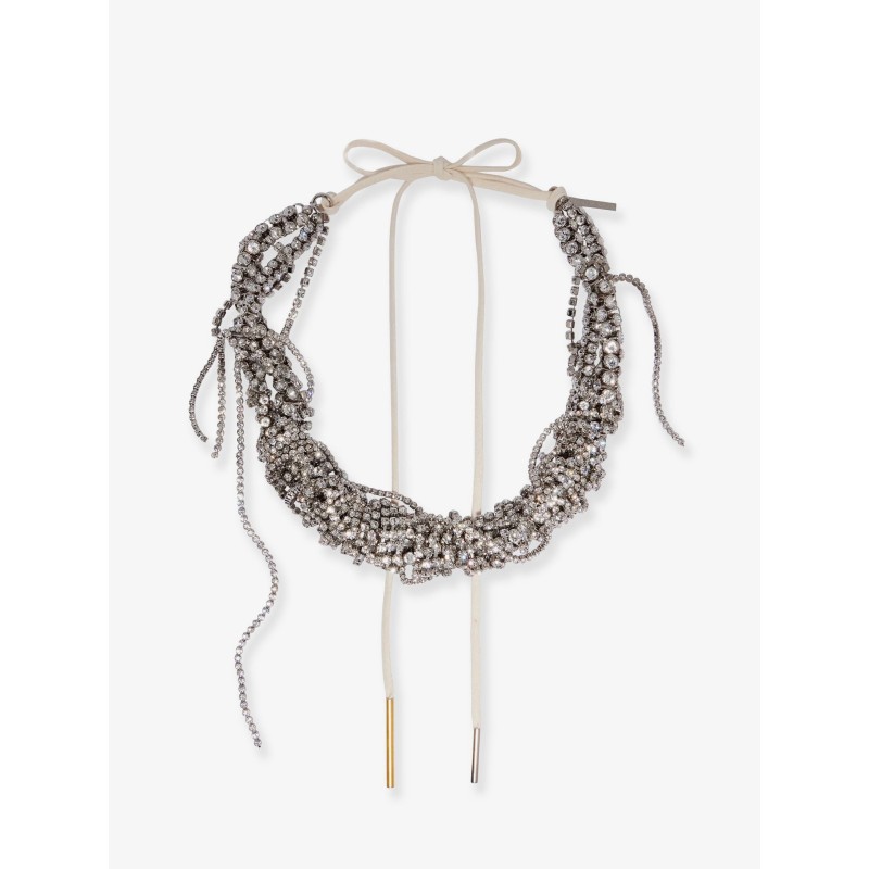 W261 brass necklace with rhinestone detail