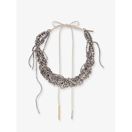 W261 brass necklace with rhinestone detail