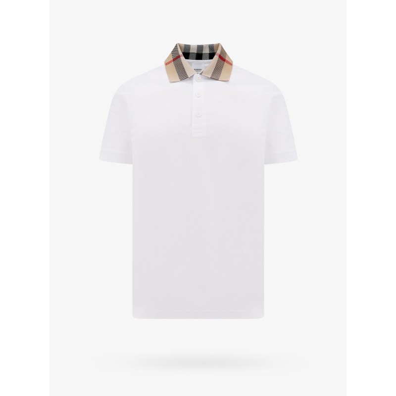 Cotton polo shirt with Check collar detail