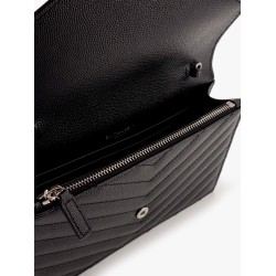 Pochette Cassandre grain-de-poudre leather clutch with shoulder strap