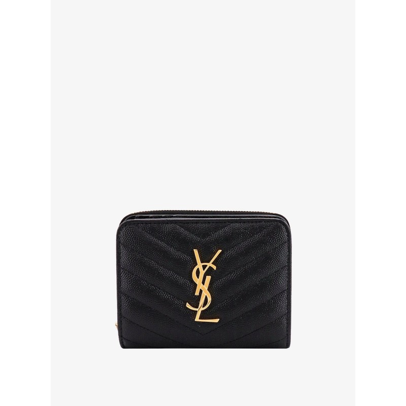 Quilted leather wallet with metal Cassandre logo