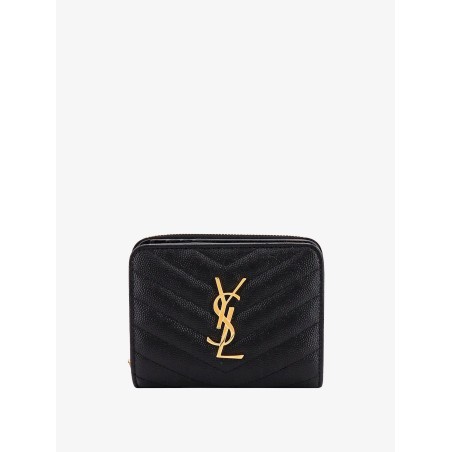 Quilted leather wallet with metal Cassandre logo