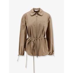 Cotton shirt jacket with front embroidered logo